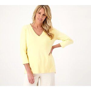 Encore by Idina Menzel Oyster Crossover V-Neck 3/4 Sleeve Top Size XL